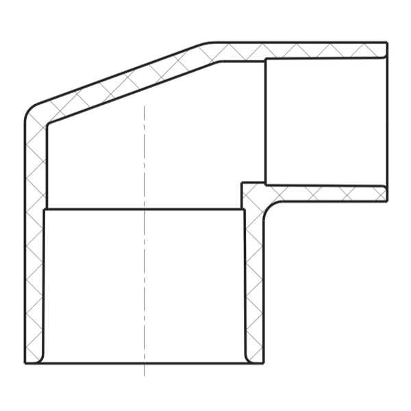 90° Reducing Ell (SOC × SOC)  