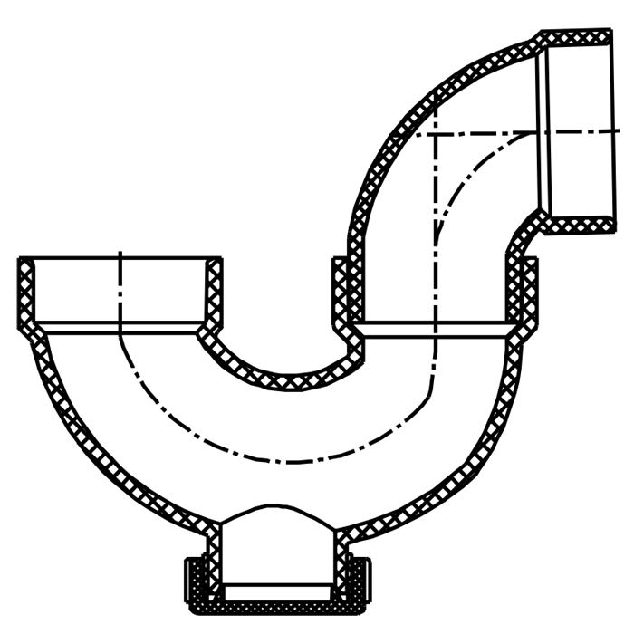 P-Trap w/Plug(Hub×Hub×Cleanout w/Plug)