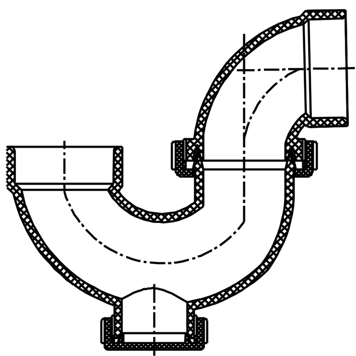 P-Trap w/Union & C/O (Hub×Hub×C/O)