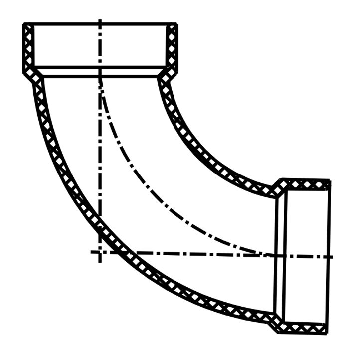 90° Long Sweep Elbow (Hub×Hub) 