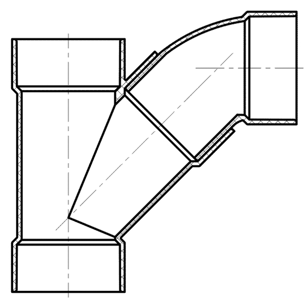 Combination WYE And 1/8 Bend (Two Piece) ( All Hub ) 