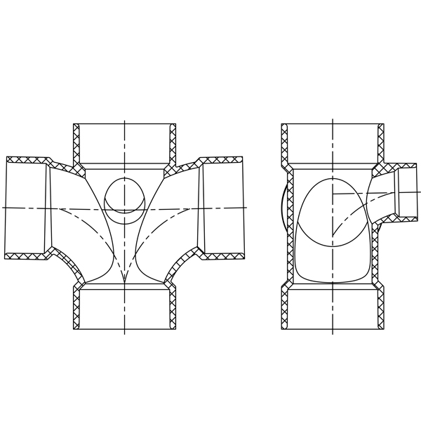 Double Sanitary Tee,w/Side Inlet ( All Hub )