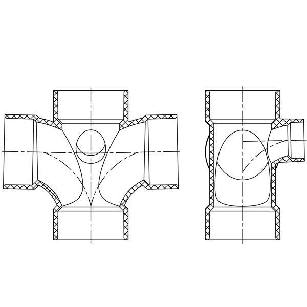 Double Sanitary Tee,w/Side Inlet ( All Hub )