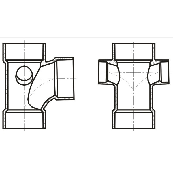 Sanitary Tee w/R&L Side Inlets ( All Hub )