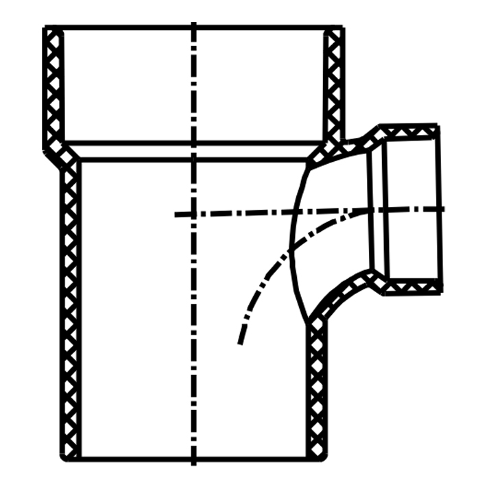 Reducing Street Sanitary Tee (SPG×Hub×Hub)