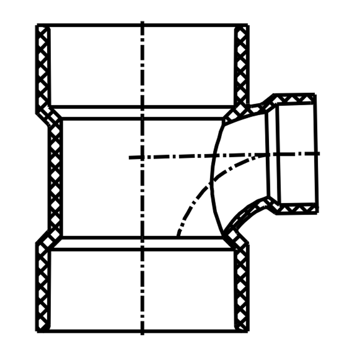 Reducing Sanitary Tee (Hub×Hub×Hub)