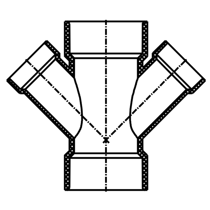 45° Reducing Double WYE (All Hub)