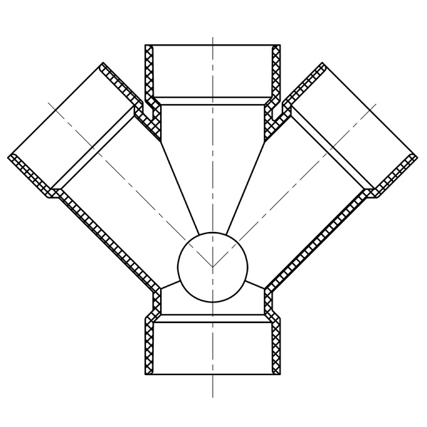 Double WYE,w/2'' Side Inlet ( All Hub )