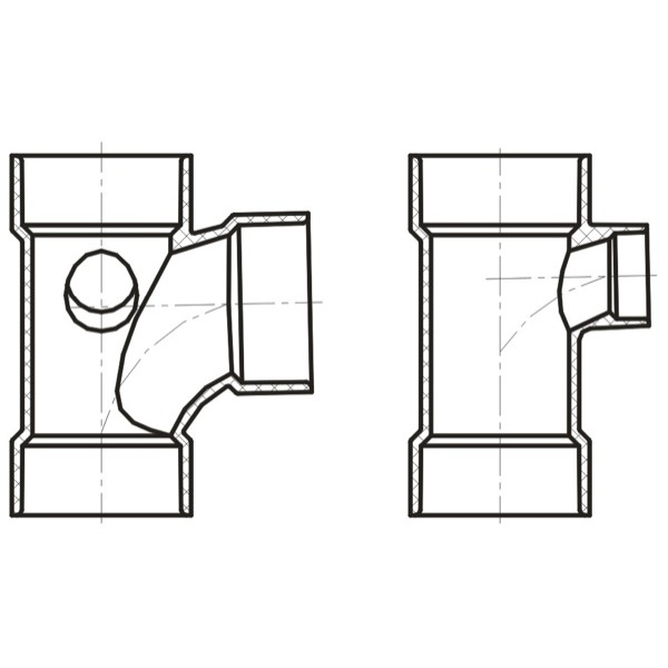 Sanitary Tee w/Right Side Inlet ( All Hub )