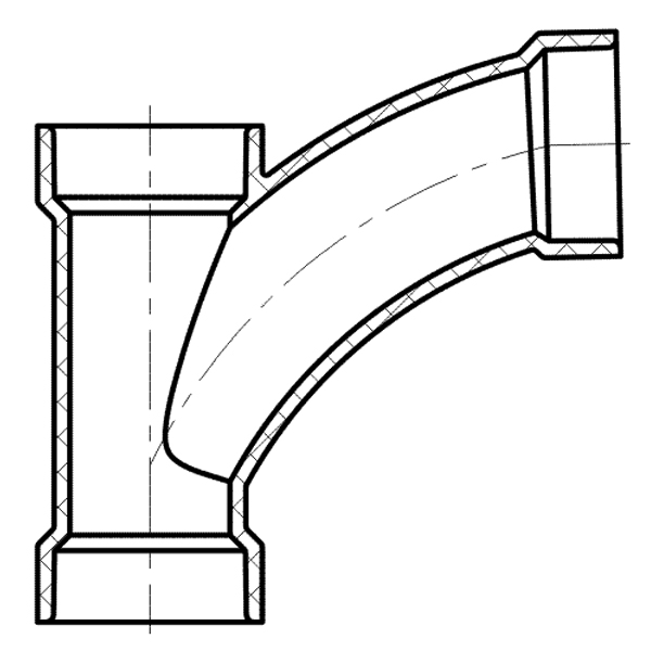 Combination WYE And 1/8 Bend (One Piece) ( All Hub ) 