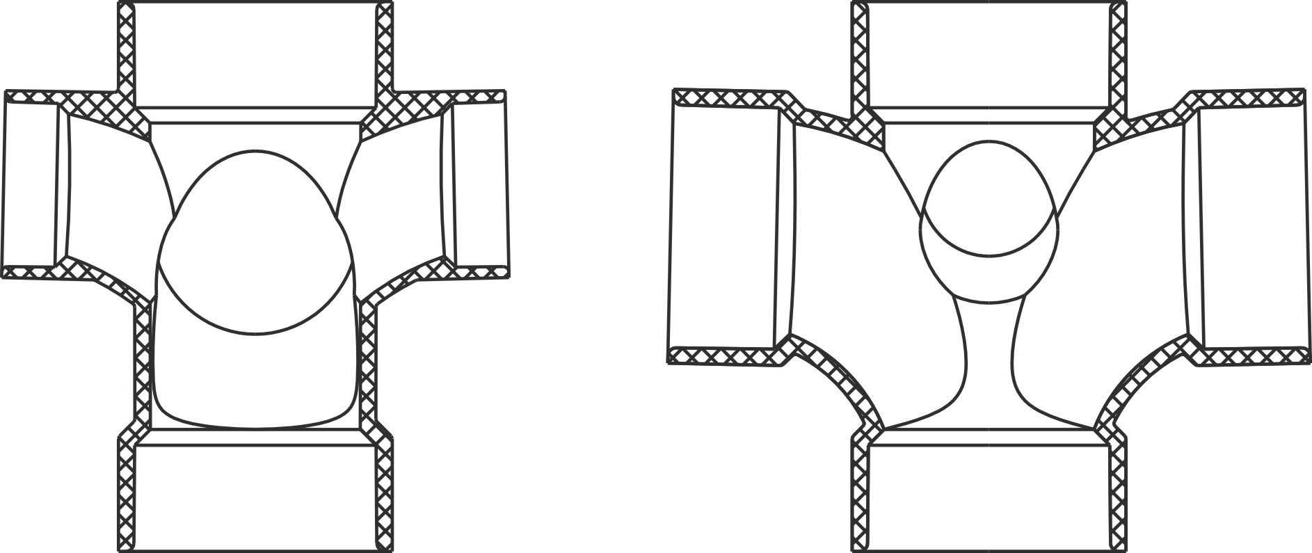 Double Sanitary Tee W/R&L Side Inlet(All Hub)