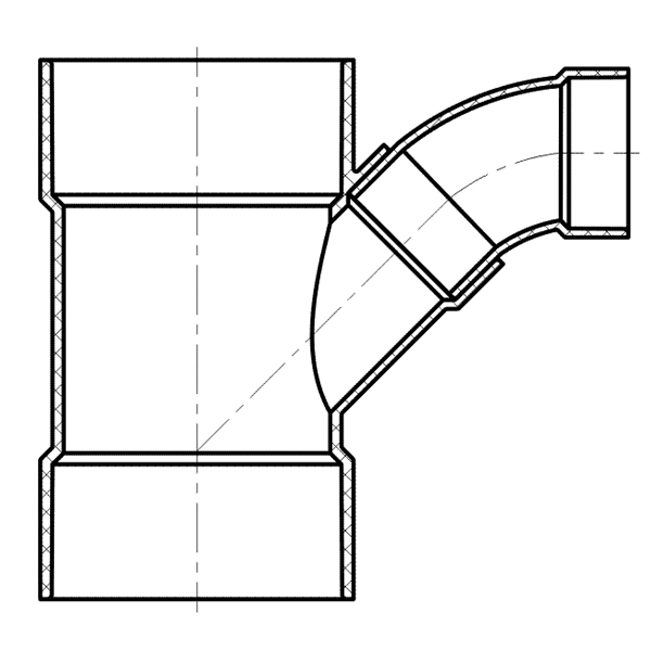 Combination WYE And 1/8 Bend,Reducing (Two Piece) ( All Hub ) 