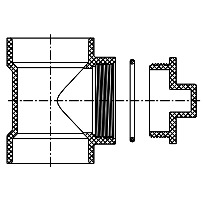 Test Tee (Hub×Hub×Cleanout w/Plug)