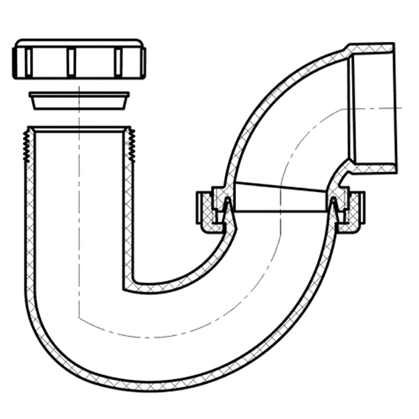 L.A. Pattern P-Trap,w/Union & 1-1/2 &1-1/4 Slip Washer,w/Plastic Nut ( Slip × H )