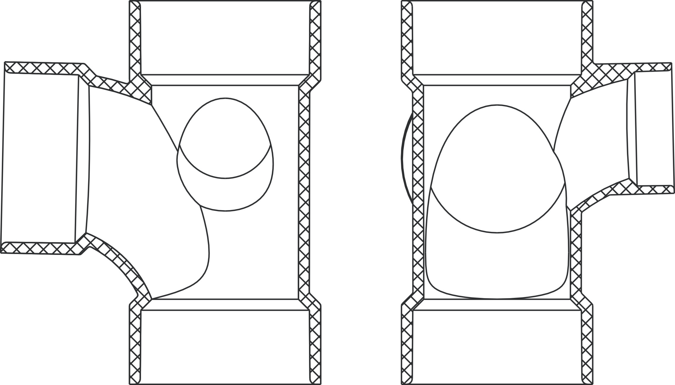 Sanitary Tee w/Left Side Inlet(All Hub)