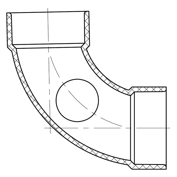 Long Sweep 1/4 Bend w/Side Inlet ( All Hub )