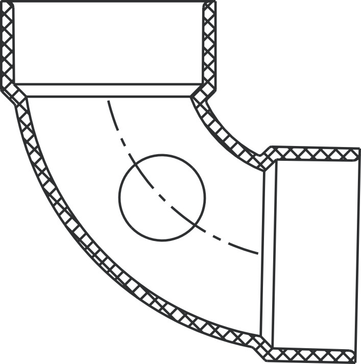 90° Elbow With Side Inlet (Hub×Hub×Hub)