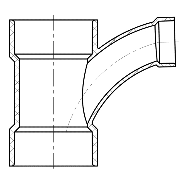 Combination WYE And 1/8 Bend,Reducing (One Piece) ( All Hub ) 