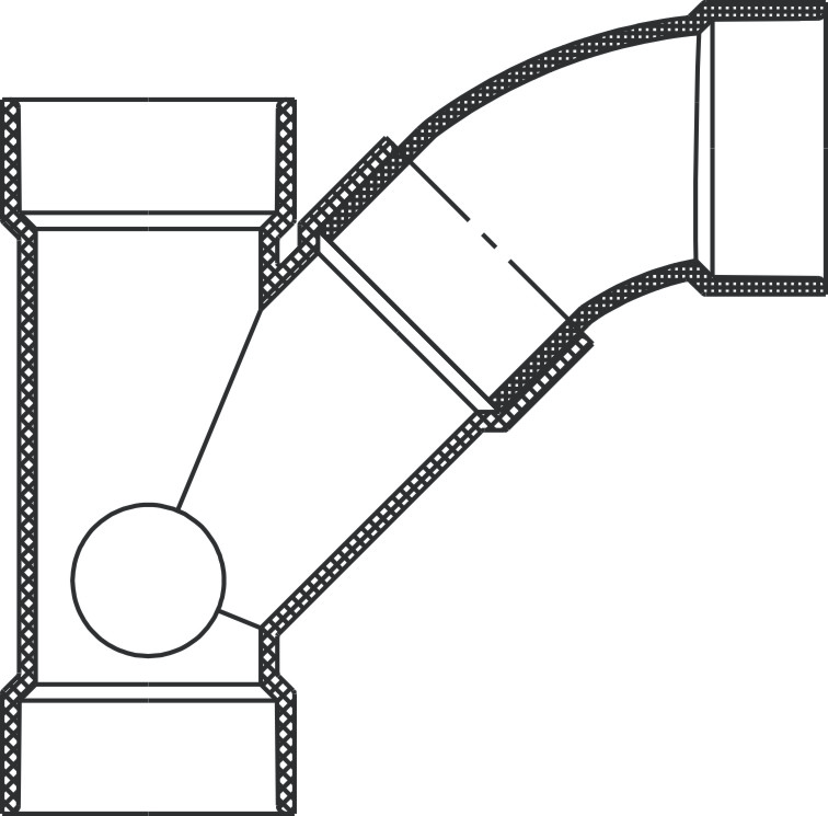 Combination WYE And 1/8 Bend w/Right Side Inlet ( All Hub ) 